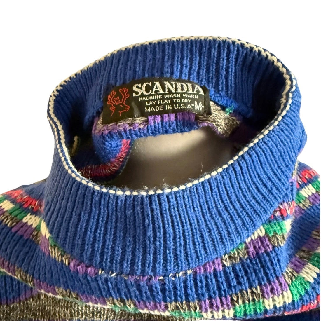 Vintage 1980/90’s  Scandia Acrylic Geometric Design Pullover Sweater  USA, Med