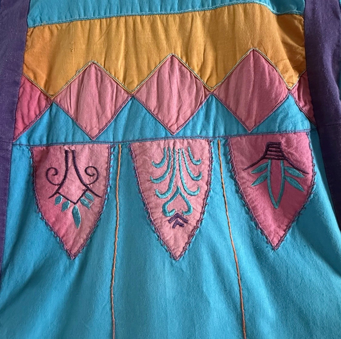 Vintage 1970s Saybury For Neiman Marcus Cotton Embroidered Kaftan Dress, M/L