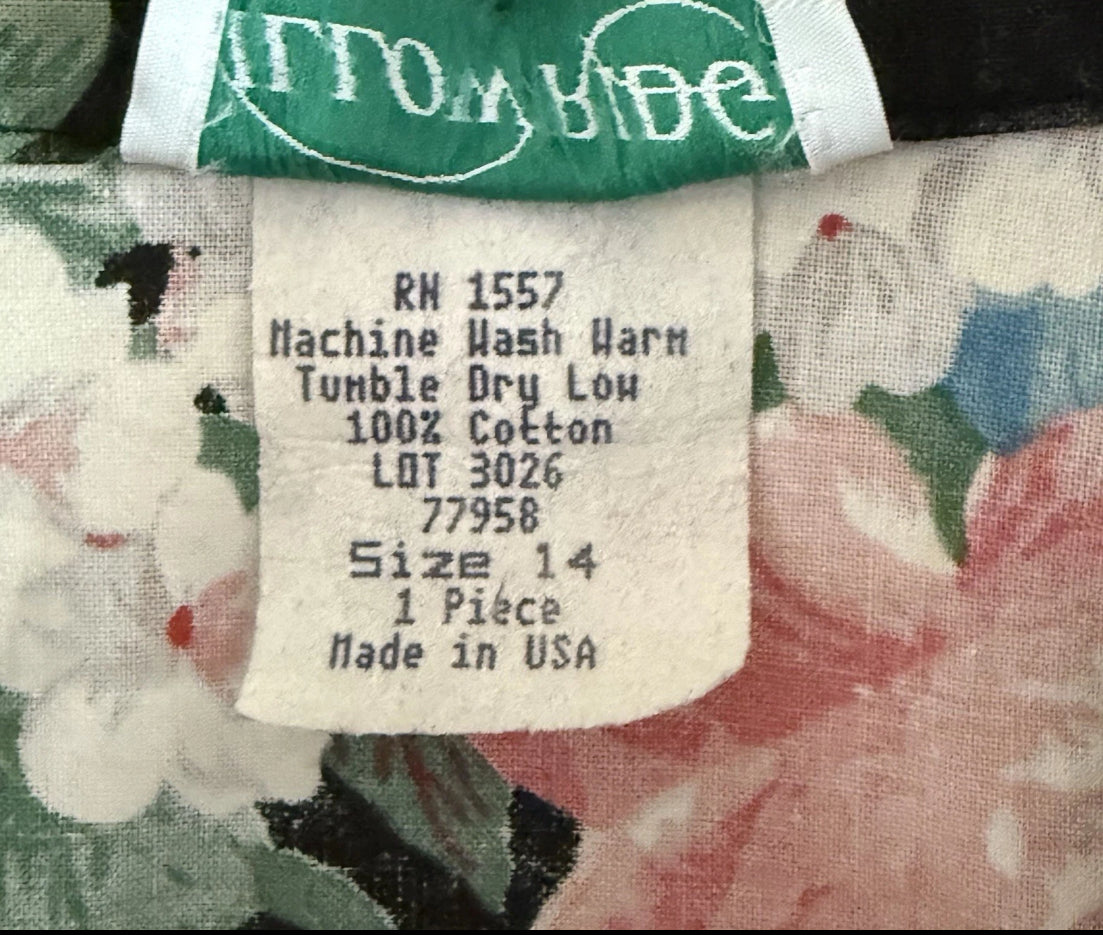 1980’s Willow Ridge Cotton Black Floral Cottagecore Shacket Blazer, size 14