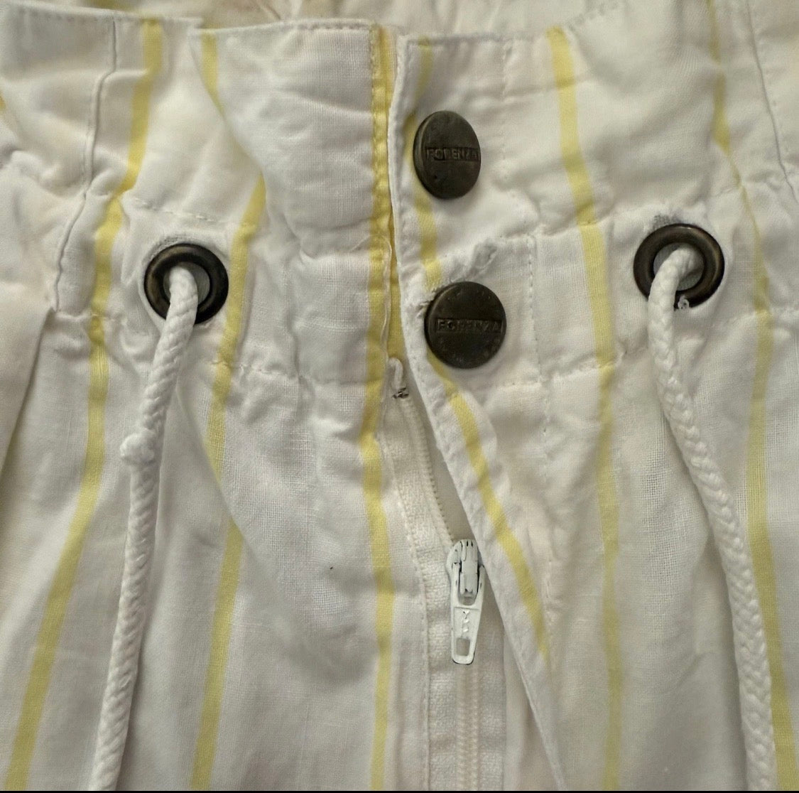 Vintage 1980s Forenza High Rise White Yellow Stripe Shorts, Women’s Small