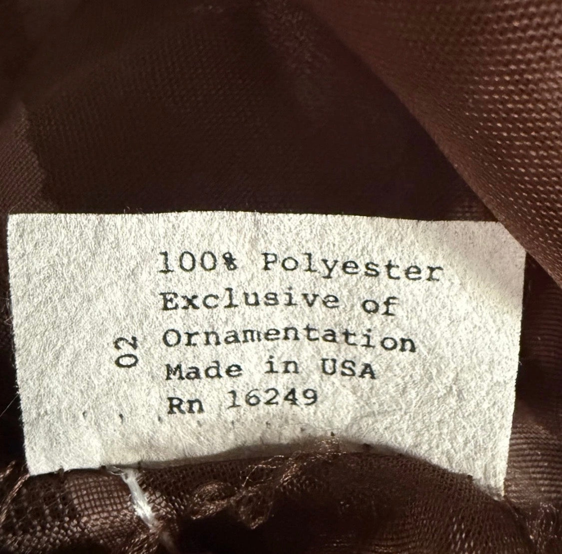 Vintage 1980/90’s Sheer Brown Ruffle Lace Top Shower Curtain Prop 69x70