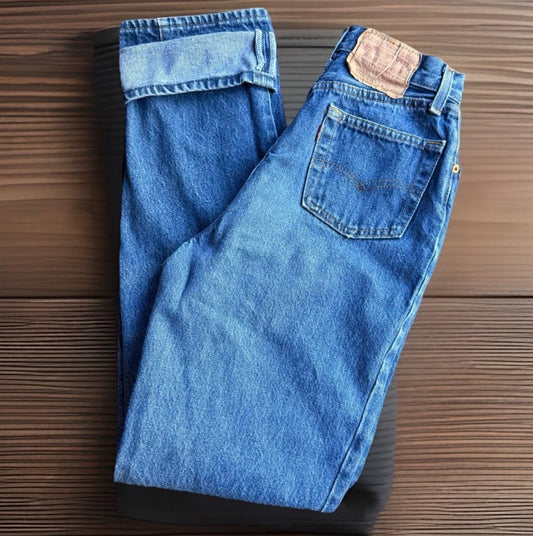Vintage 1980’s Levi’s Petite Dark Wash High Waist Button Fly  115501-0115 26x30