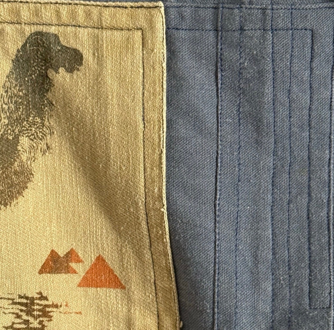 Vintage 1970’s Heavyweight Cotton Tunic Pocket Dress/Gown Camel Pyramids