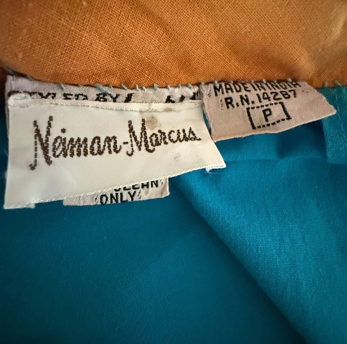 Vintage 1970s Saybury For Neiman Marcus Cotton Embroidered Kaftan Dress, M/L