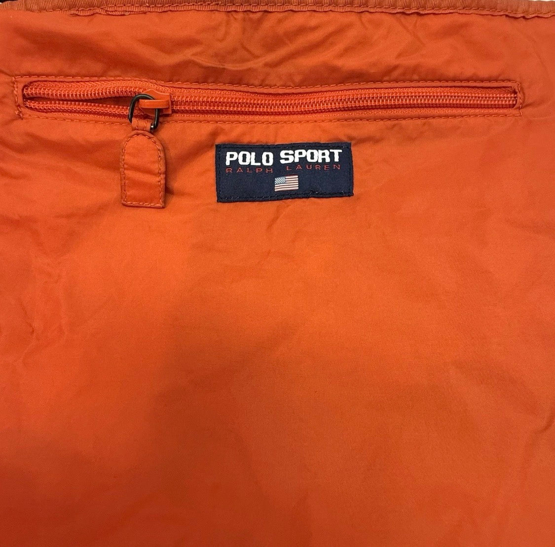 Vintage 90's/Y2K POLO SPORT Ralph Lauren Quilted Nylon Tote Bag, Orange 16"x12"
