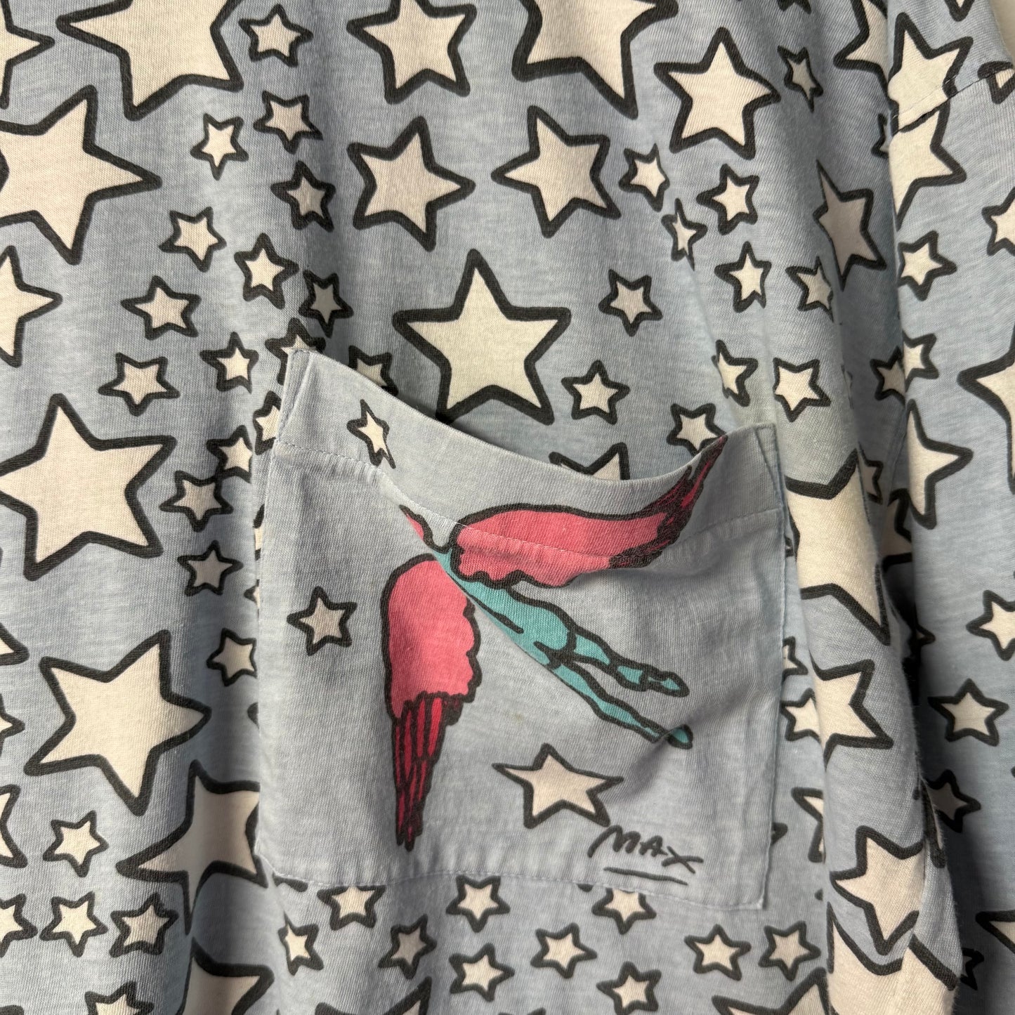 1987 PETER MAX NeoMax Cropped T-shirt “Winged Flyer In Space”