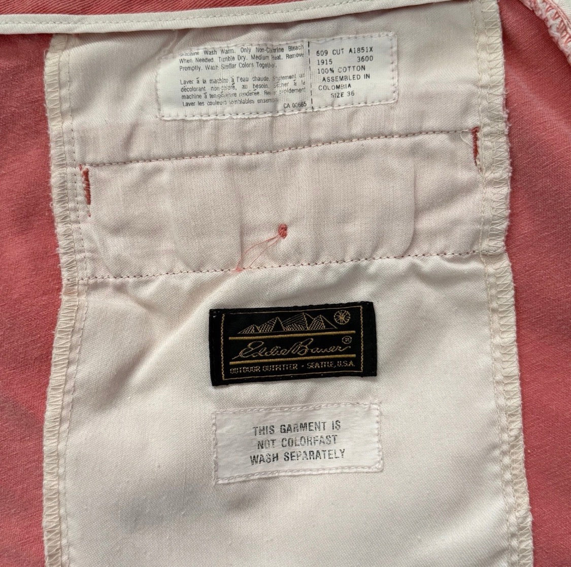 Vintage 1990's Eddie Bauer 100% Cotton Hot Pink Pleated Short,  Mens 36