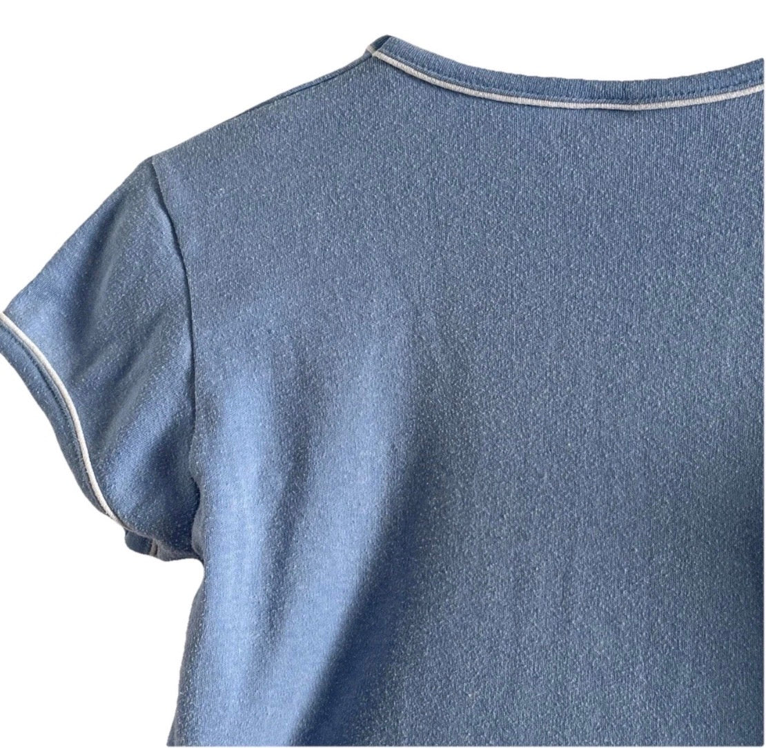 Vintage 1970's Nike Women's Single Stitch Blue Shirt, Small