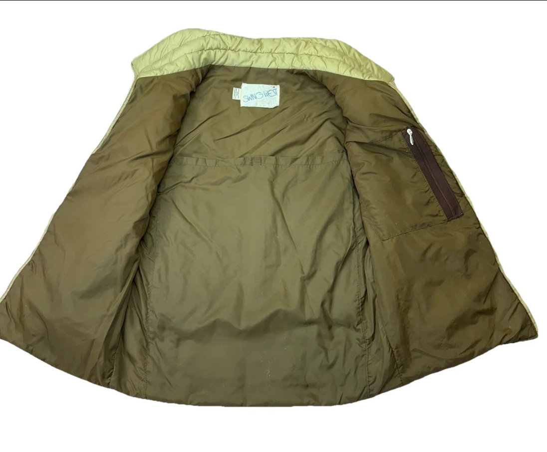 Vintage *PROJECT*1980s Swing West Puffer Ski Jacket Vest Zip Combo, Brown, Med