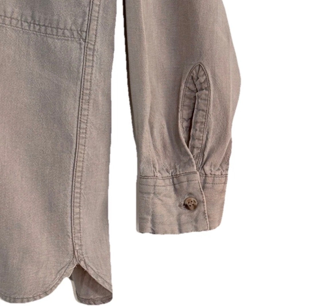 Vintage 1980s Patagonia 100% Cotton Long Sleeved Button Up Pocket Front Shirt, Med