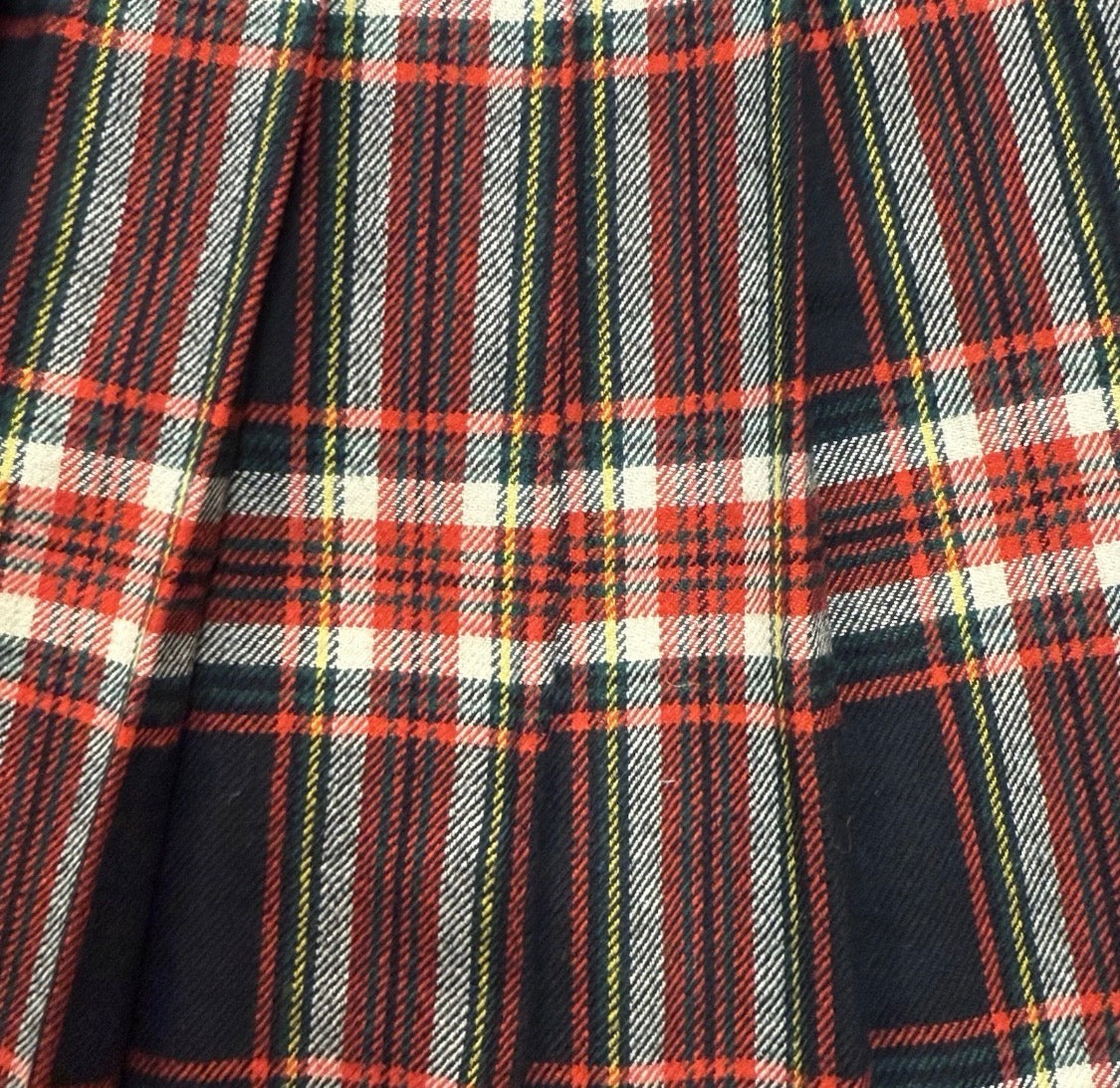 Vintage Bonwit Teller Stella Sloat Pleated Wool Tartan Christmas Midi Skirt, 28