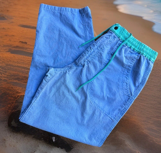 Vintage 1990’s Ocean Pacific OP Baggy 100% Cotton Surf Blue Green Pants, 34