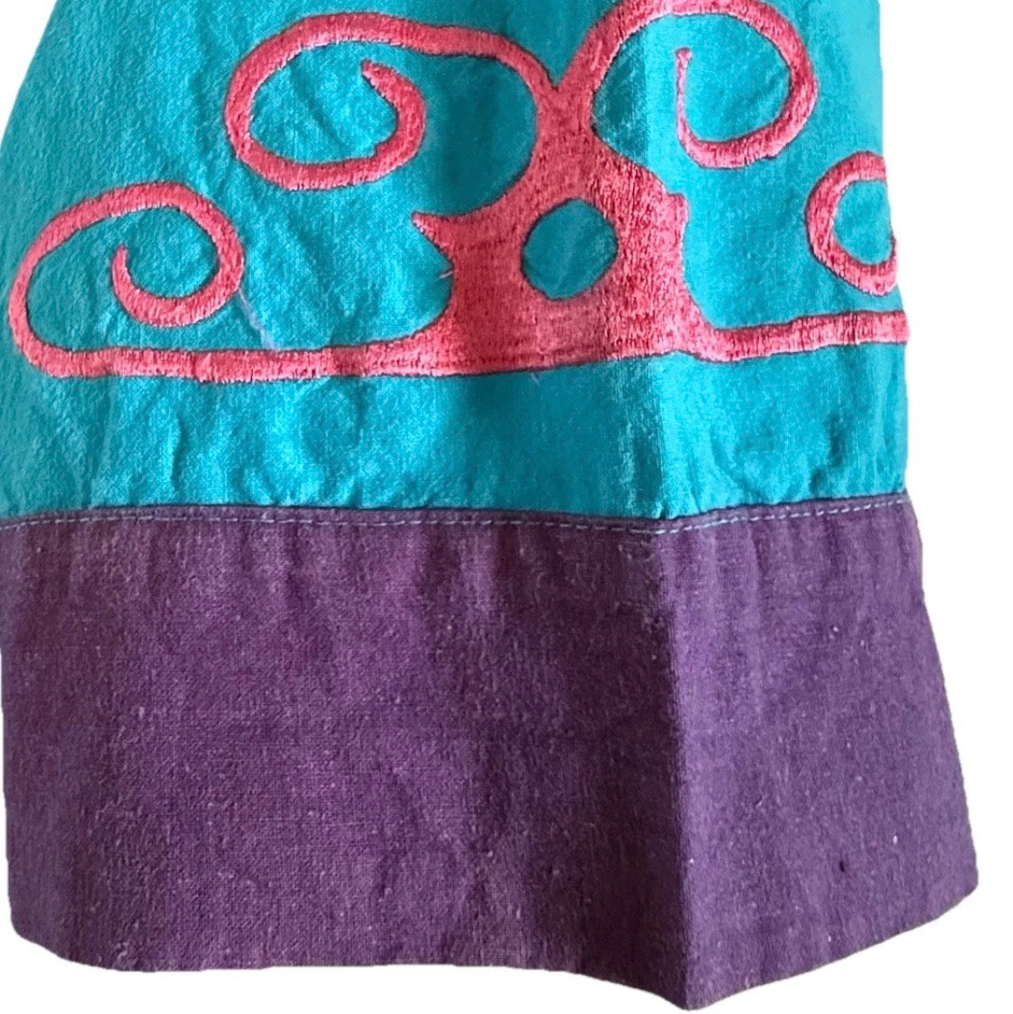 Vintage 1970s Saybury For Neiman Marcus Cotton Embroidered Kaftan Dress, M/L