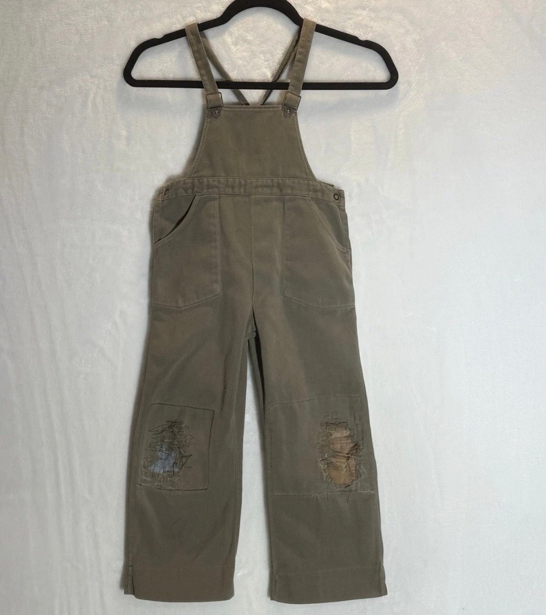 Vintage 1940s JC Penney Children's Bib Overall DungareesCotton Twill, Olive 5/6