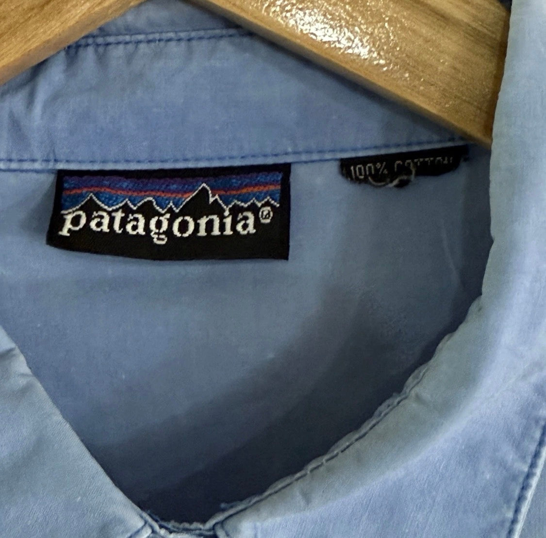 Vintage Y2K Patagonia Blue 100% Cotton Metal Snap Long Sleeved Pocket Shirt, L