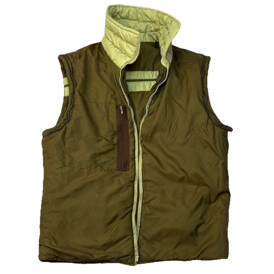 Vintage *PROJECT*1980s Swing West Puffer Ski Jacket Vest Zip Combo, Brown, Med