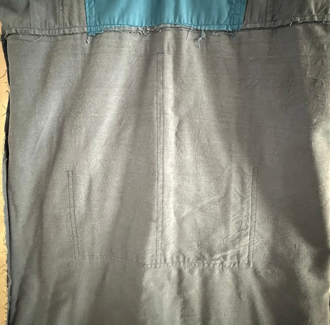 Vintage 1970’s Heavyweight Cotton Tunic Pocket Dress/Gown Camel Pyramids