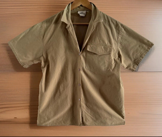 Vintage 1990's Produce Co. USA All Cotton Brown/Olive Buttoned S/S Shirt, Medium