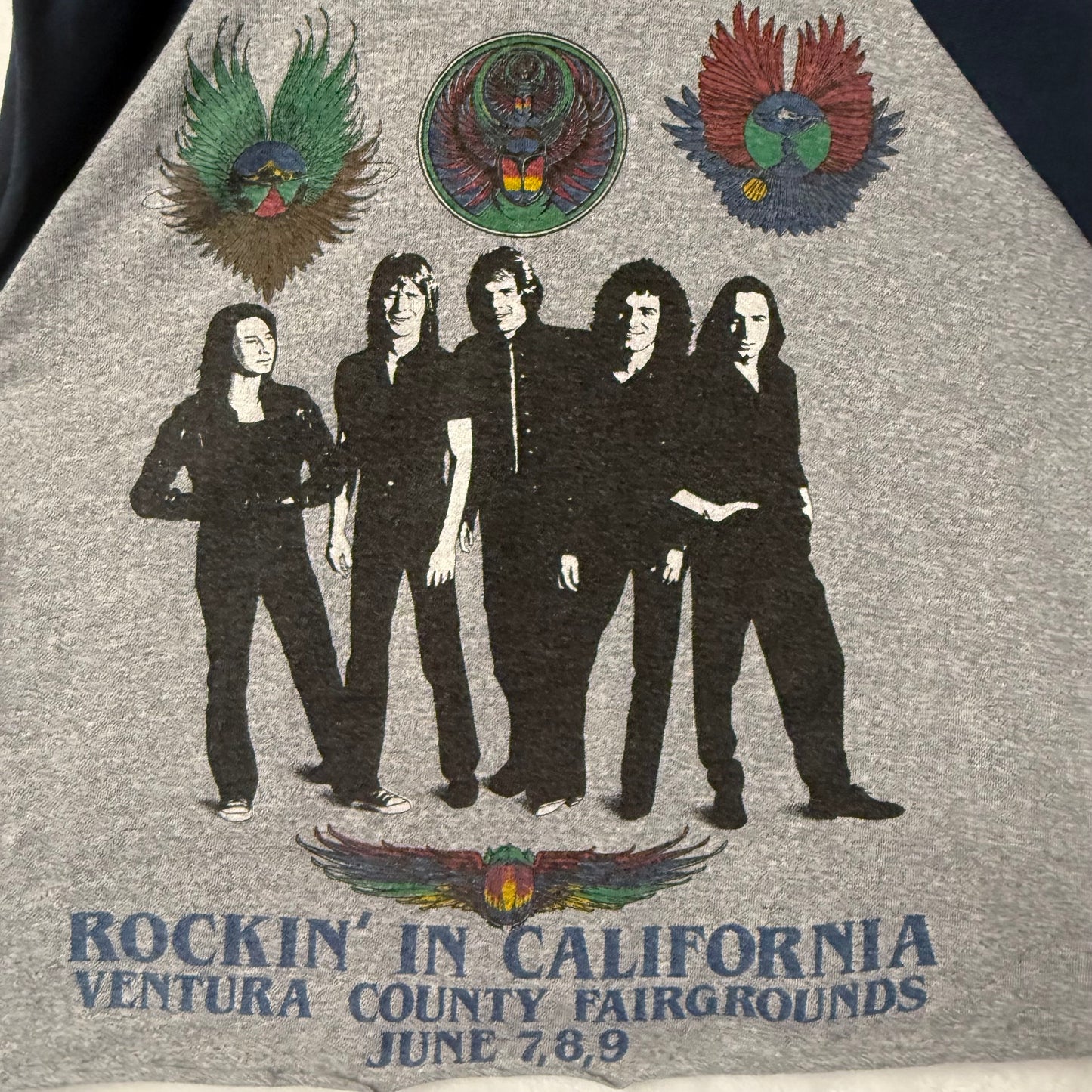 1981 Journey Rockin’ in California Tour Ventura Customized Raglan Tee Shirt, Medium