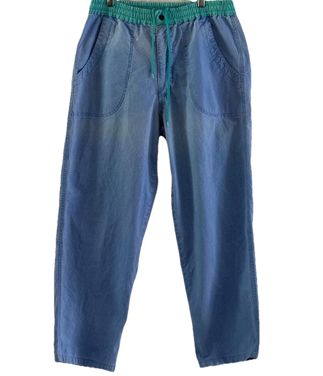 Vintage 1990’s Ocean Pacific OP Baggy 100% Cotton Surf Blue Green Pants, 34
