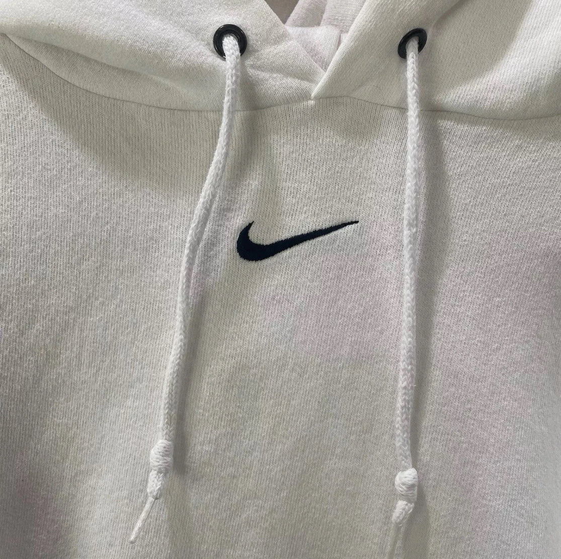 1990’s Nike Center Swoosh Hooded Sweatshirt White Medium