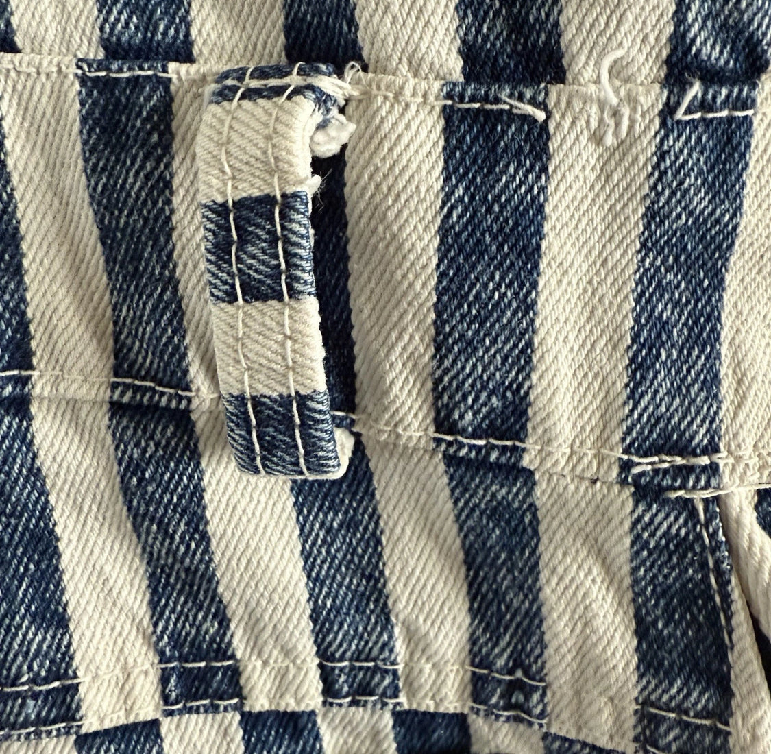 1980/90's Star Striped Denim Lined Vest Short Overalls Romper, Size Large