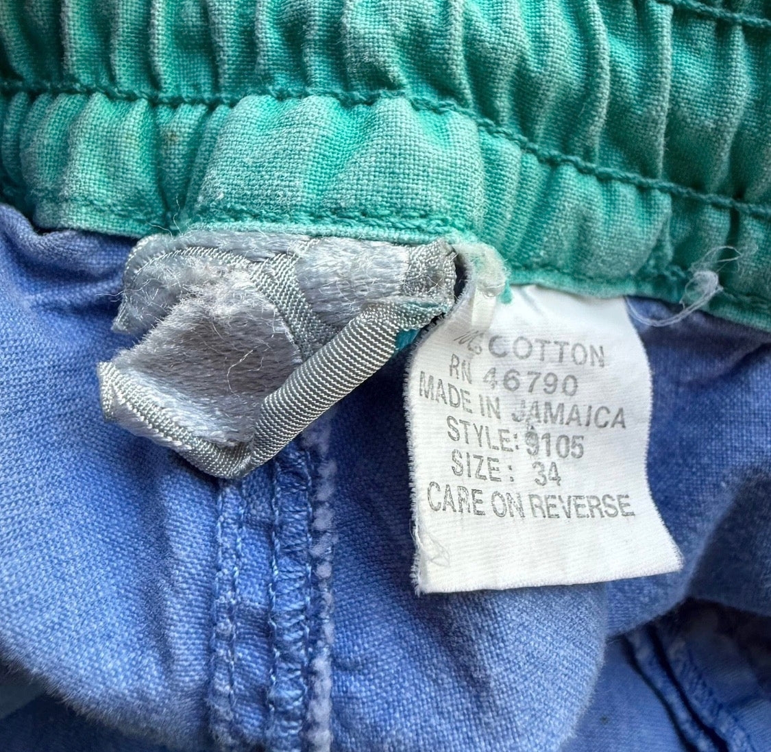 Vintage 1990’s Ocean Pacific OP Baggy 100% Cotton Surf Blue Green Pants, 34