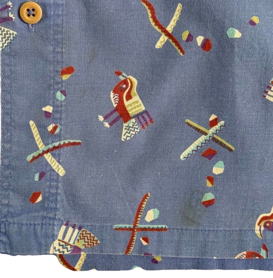 Vintage 1991 Patagonia Pataloha Cotton Bird Print Short Sleeved Camp Shirt,  Med