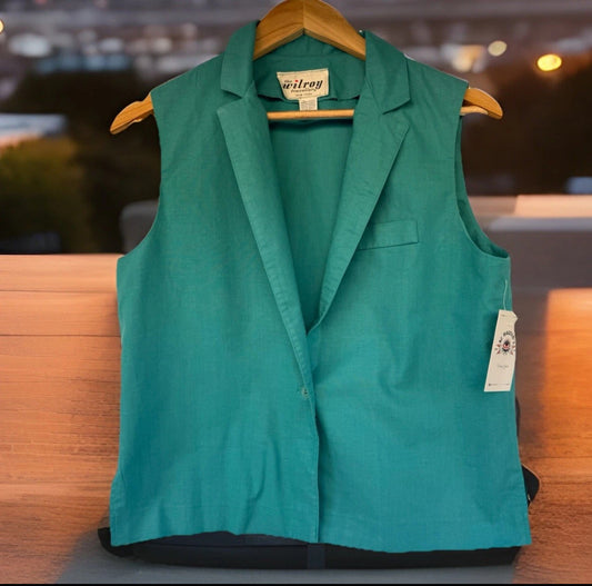 1970’s Wilroy Traveller Teal Vest With Faux Front Pocket, Women’s Large
