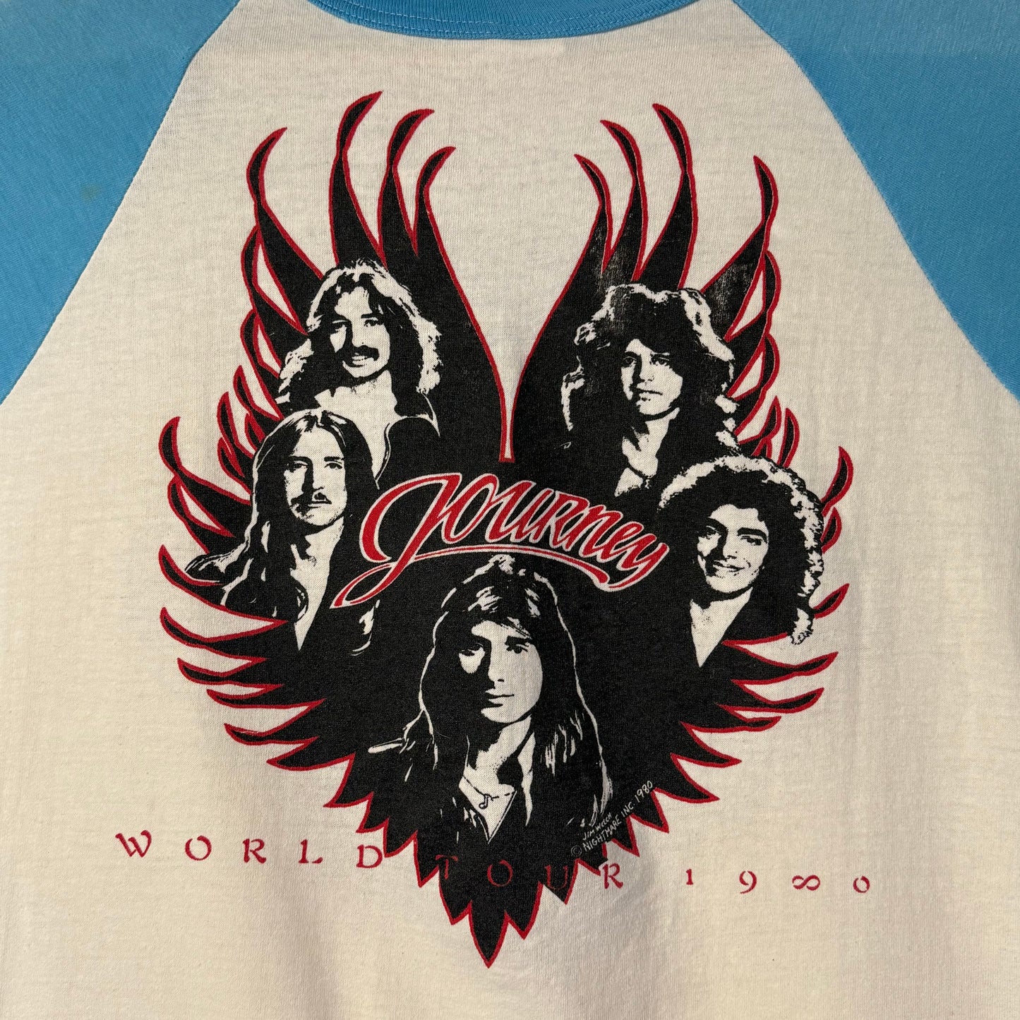 1980 Journey World Tour Shirt Single Stitch Raglan 3/4 Sleeve, Medium
