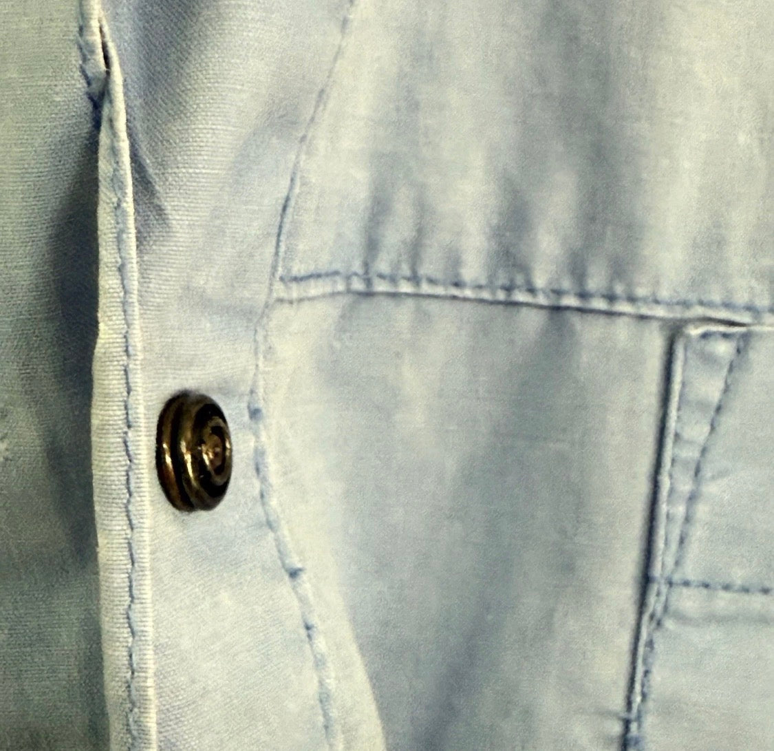 Vintage Y2K Patagonia Blue 100% Cotton Metal Snap Long Sleeved Pocket Shirt, L