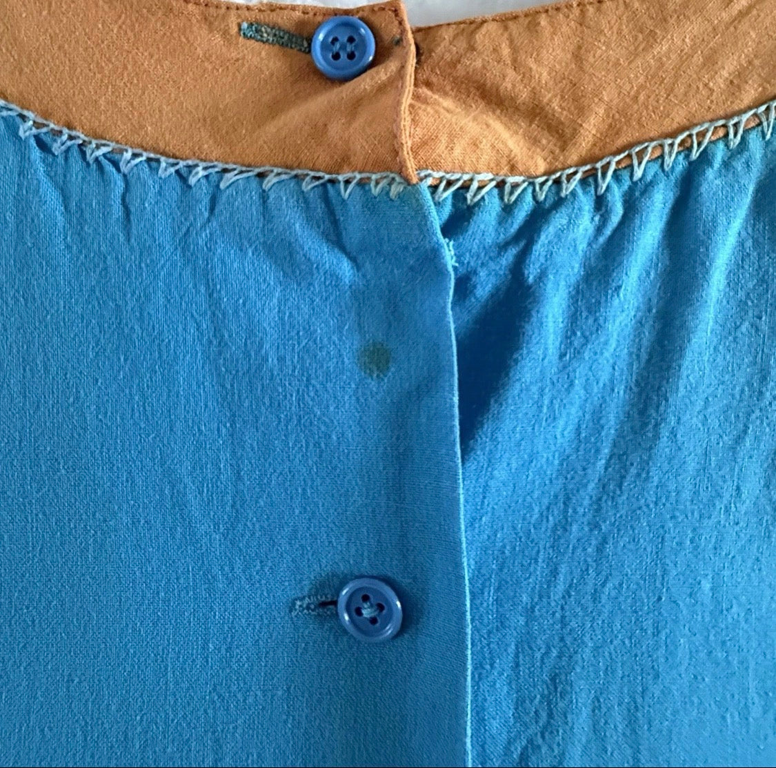 Vintage 1970s Saybury For Neiman Marcus Cotton Embroidered Kaftan Dress, M/L