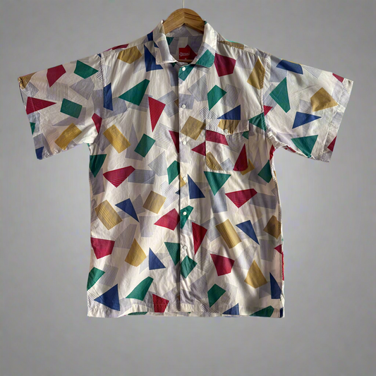 1980’s Merona VintageTarget Geometric 100%Cotton Snap Pocket Shirt, Men's Large