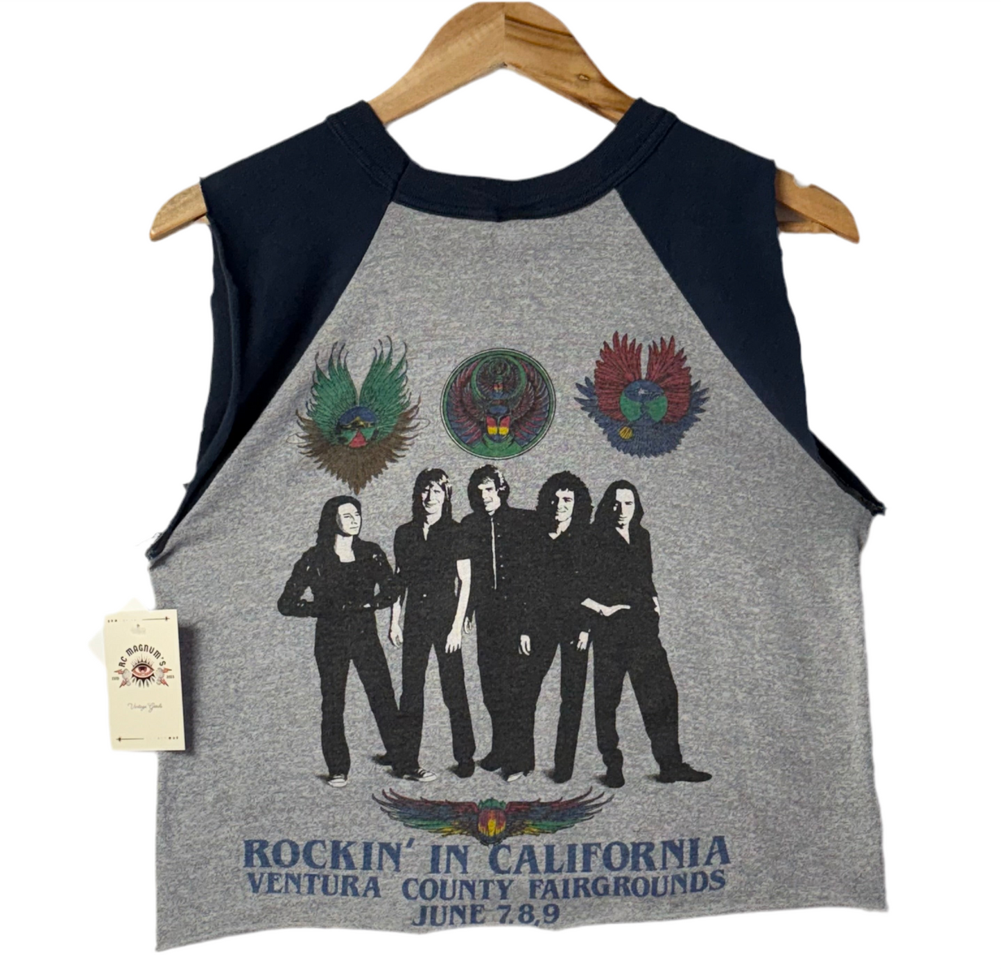 1981 Journey Rockin’ in California Tour Ventura Customized Raglan Tee Shirt, Medium
