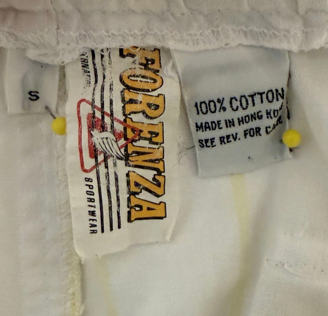 Vintage 1980s Forenza High Rise White Yellow Stripe Shorts, Women’s Small