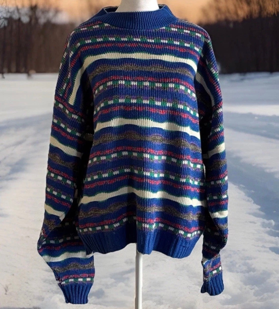 Vintage 1980/90’s  Scandia Acrylic Geometric Design Pullover Sweater  USA, Med