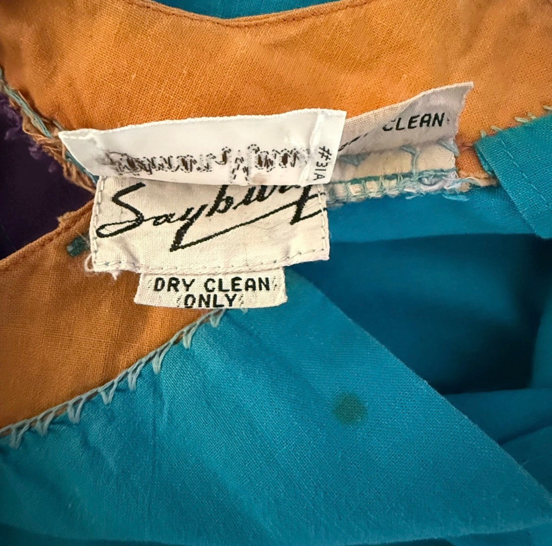 Vintage 1970s Saybury For Neiman Marcus Cotton Embroidered Kaftan Dress, M/L