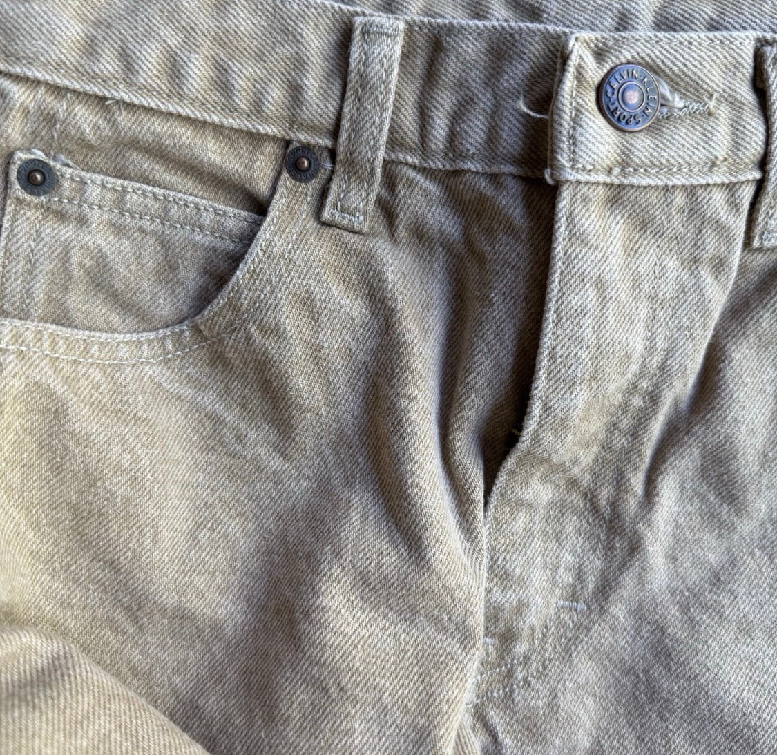 Vintage 1990’s Calvin Klein 100% Cotton Tan Denim Jeans USA, Size 8