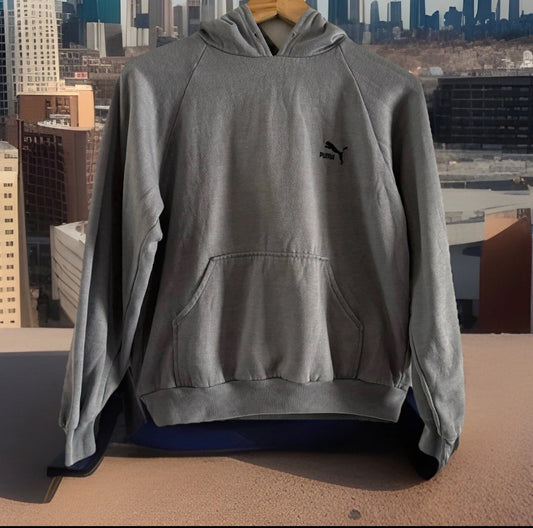 1980’s/1990’s Puma Cotton Blend Grey Hooded Sweatshirt, Size Medium