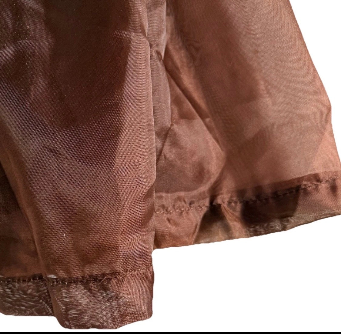 Vintage 1980/90’s Sheer Brown Ruffle Lace Top Shower Curtain Prop 69x70