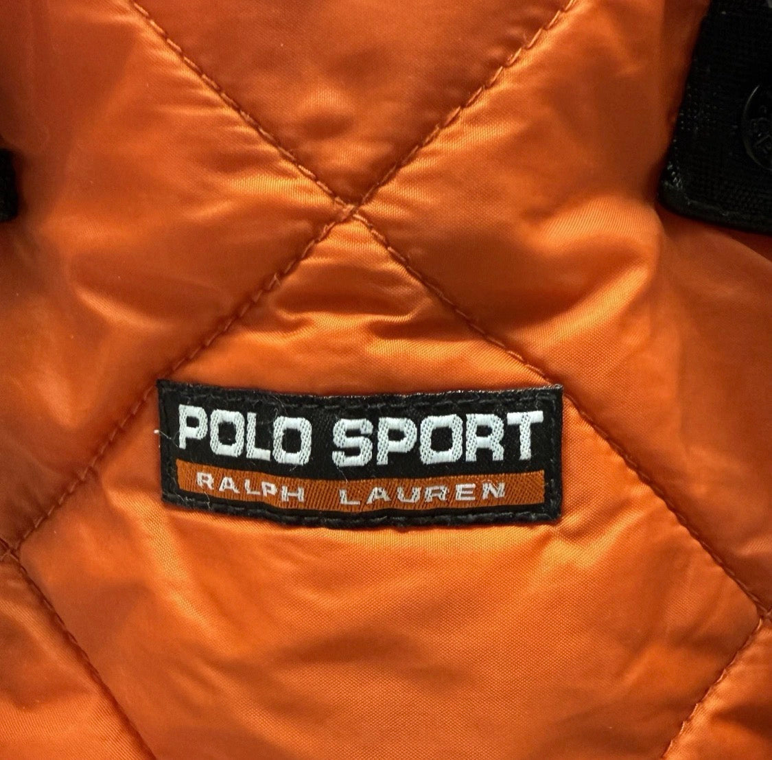 Vintage 90's/Y2K POLO SPORT Ralph Lauren Quilted Nylon Tote Bag, Orange 16"x12"