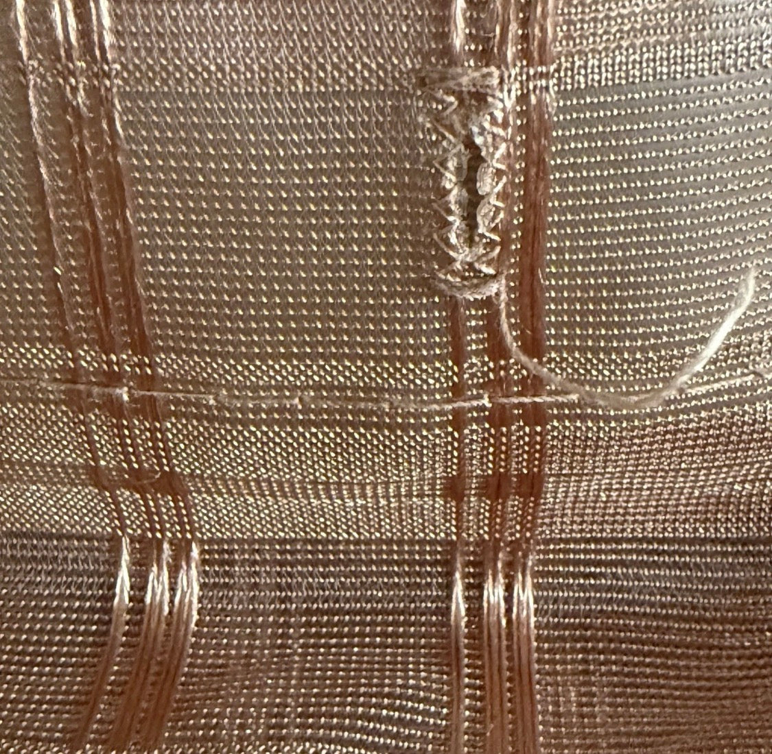 Vintage 1980/90’s Sheer Metallic Copper Ruffle Top Shower Curtain Prop 69x72